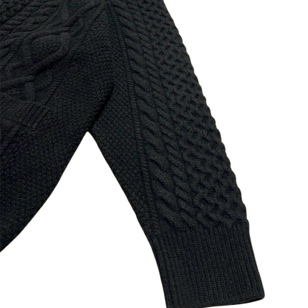 新品タグ付　23区　洗えるアランパターン　バルキーニット　カーディガン　黒　38