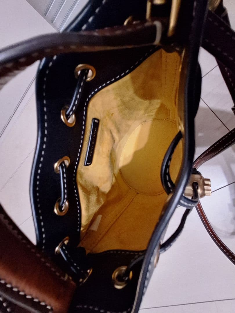 Tory Burch バケットバッグ ネイビー/ベージュ