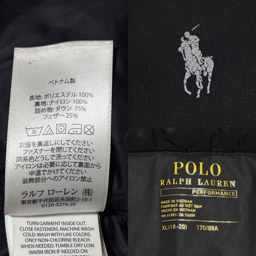 ポロラルフローレン ダウンジャケット M相当 ロゴ ブラック 肉厚 近年モデル