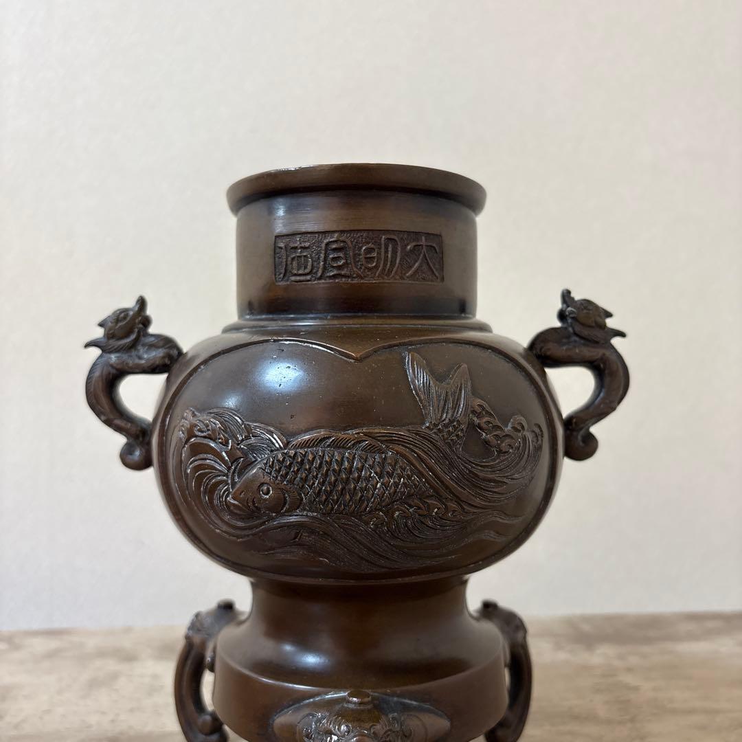 古銅薄端　花瓶　花器　アンティーク〈検 池坊　華道いけ花　高岡銅器　茶道　立花