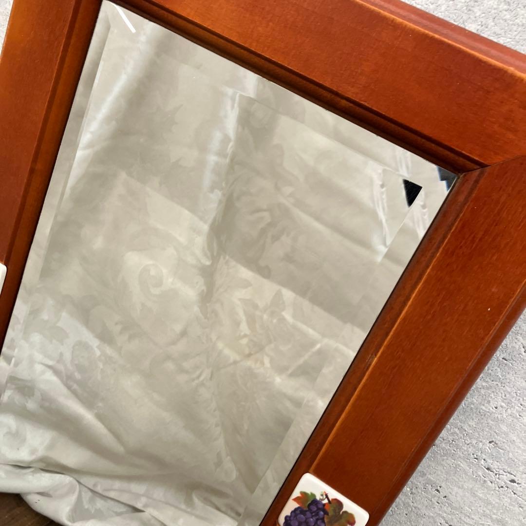 北欧レトロ タイル張り 果物 フルーツ 木製壁掛け鏡 ウォールミラー