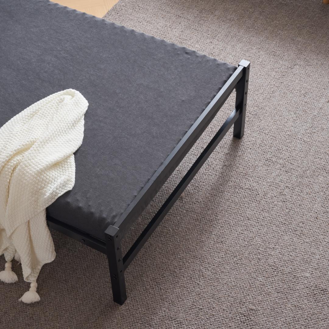 【ブラック】パイプベッド シングル ベッド 宮 三段階高さ調整可 スチール 耐震