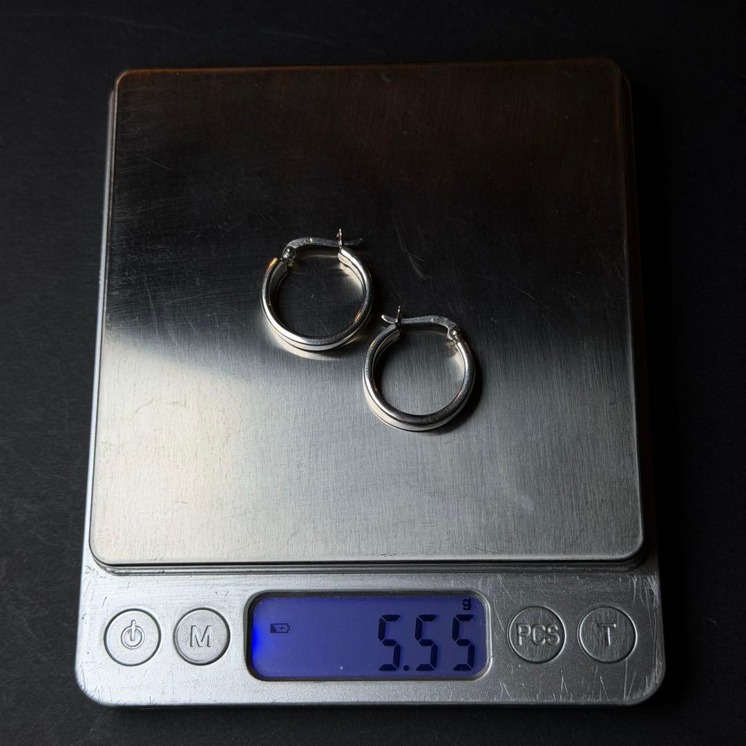 シルバー925 silver ワイドフープピアス/軽研磨仕上げ/両耳