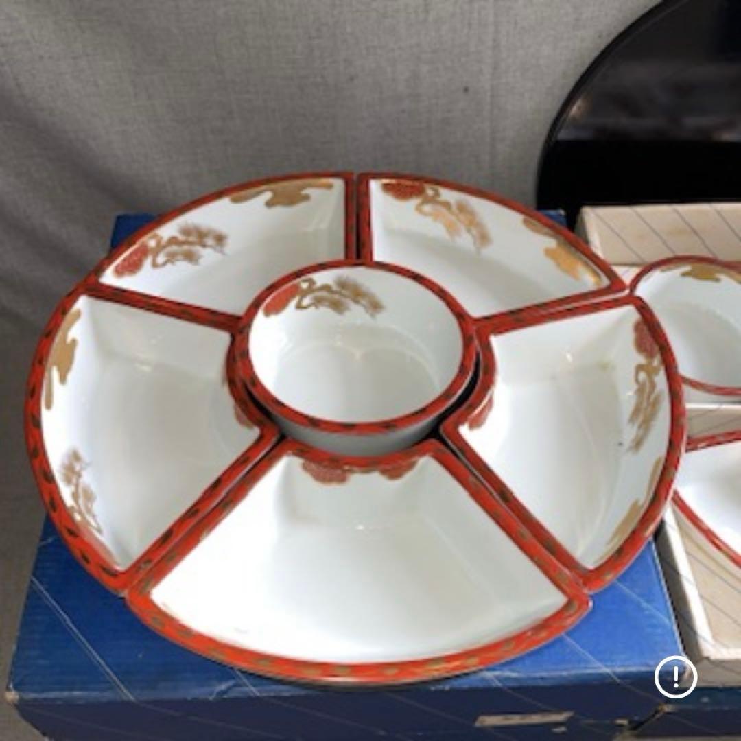 4点　金彩松　回転オードブル皿　日峰？作　小鉢 揃え　有田焼　会席　パーティー