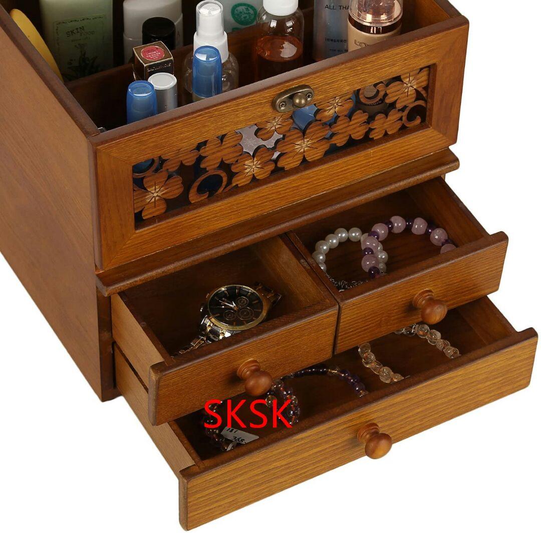 コスメボックス メイクボックス 三面鏡 四葉のクローバーデザイン 化粧道具入れ