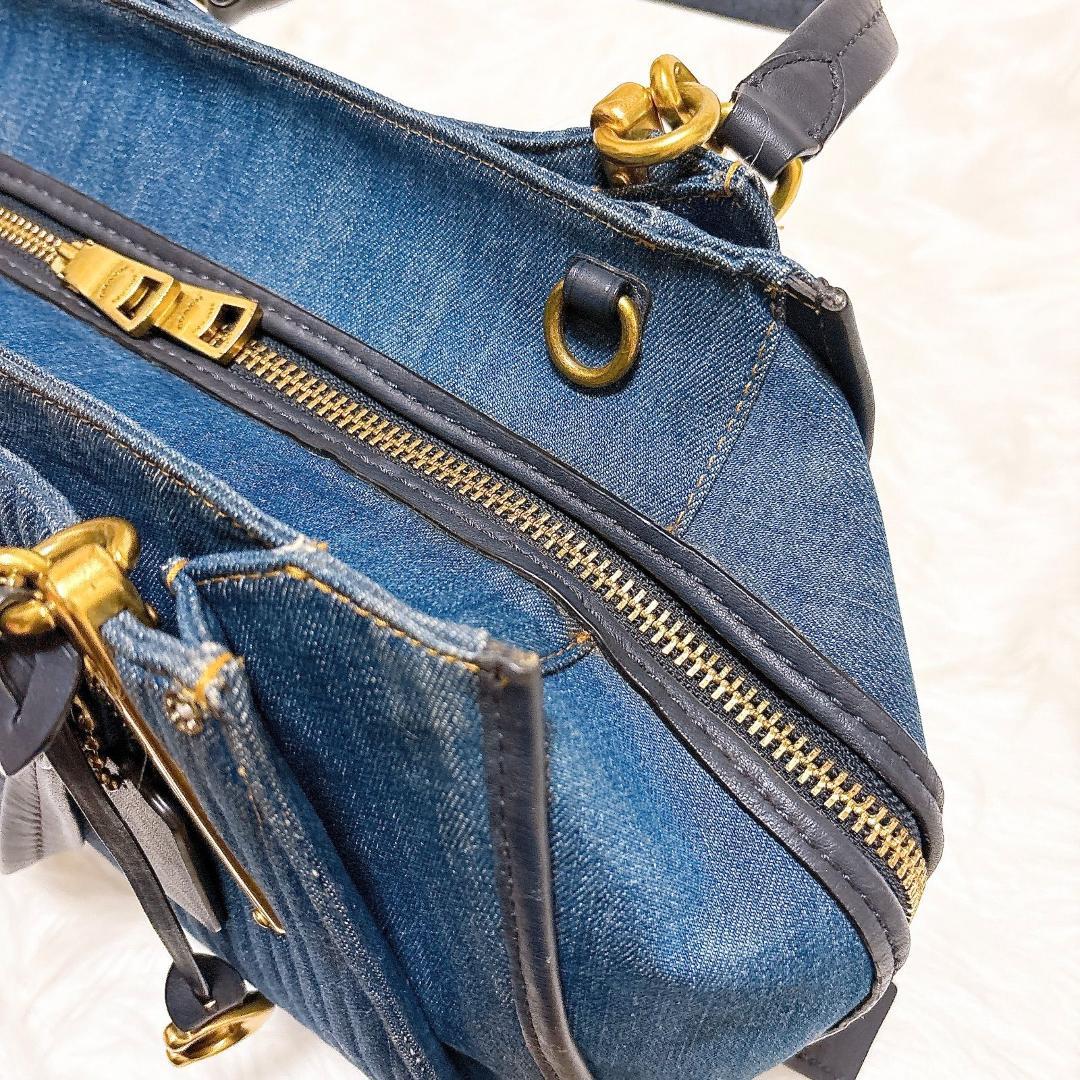 希少　コーチ　ドリーマー　ハンドバッグ　2way デニム×レザー　青