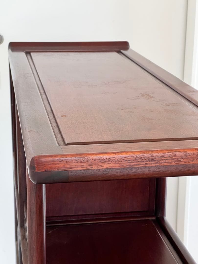 唐木 花梨 茶箪笥 飾り棚 茶棚 違い棚 和家具 木製 彫刻 アンティーク