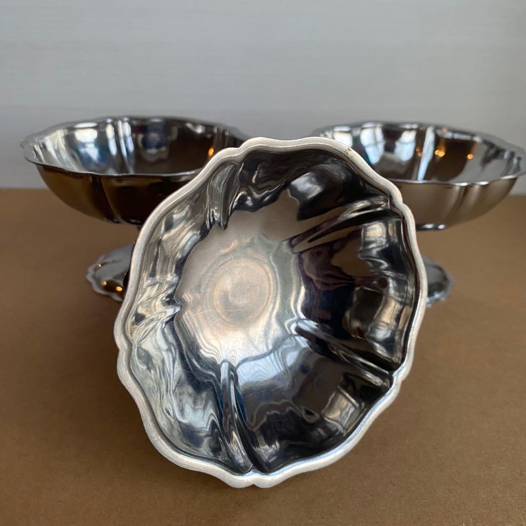 フランスアンティーク　花リム　アイスクリーム　カップ　3個