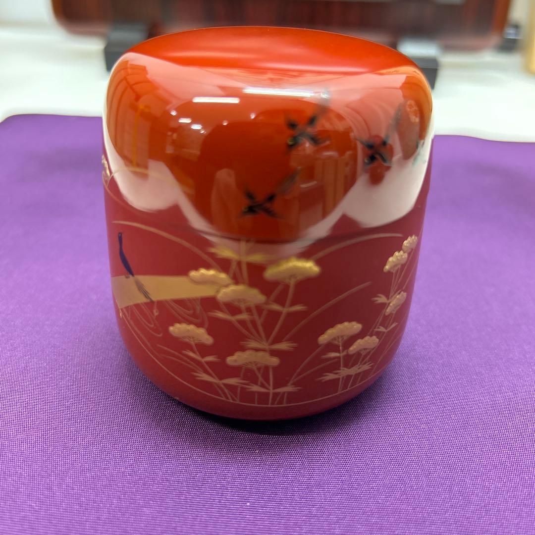 井伊宗観好み 女郎花に、鶴巻絵 下張棗