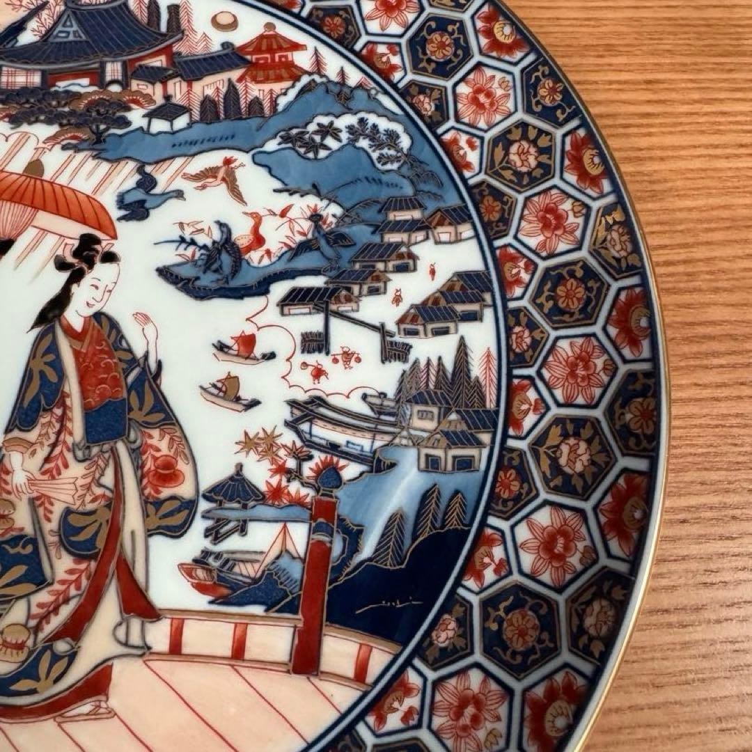 有田焼 弥左ヱ門 近江八景図 8寸皿☆