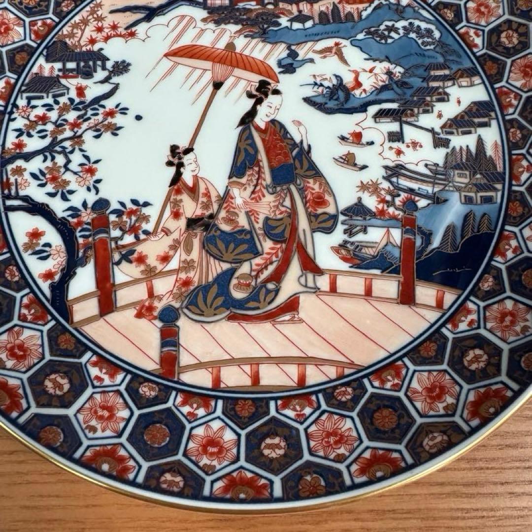 有田焼 弥左ヱ門 近江八景図 8寸皿☆