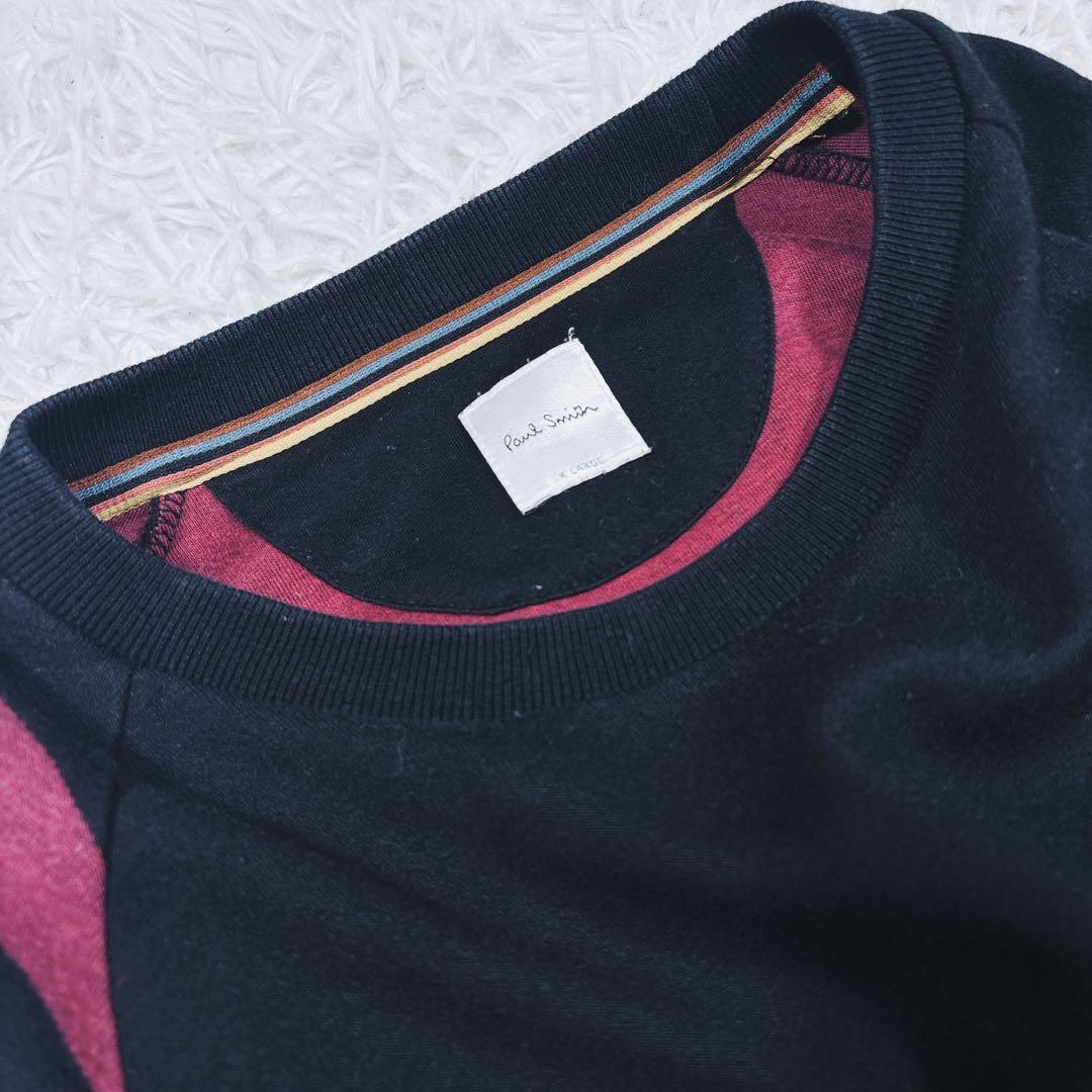 美品✨ポールスミス　スウェット　ビックロゴ　スリーブデザイン　黒　XL