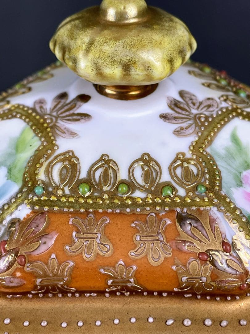 【希少】オールドノリタケ 約２４cm ポピー紋ジュエル付 ビスケットジャー