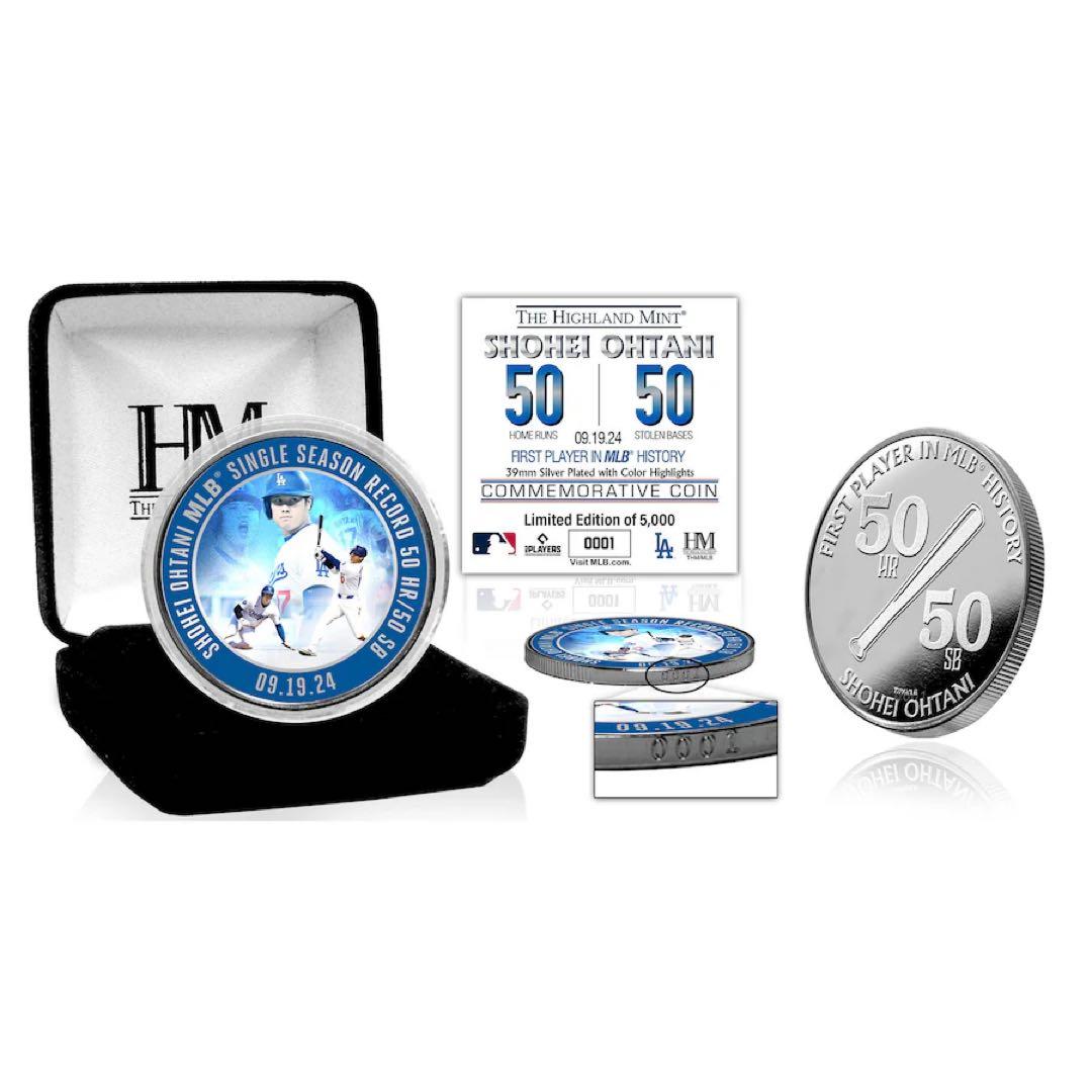 米MLB公式 大谷翔平 ドジャース シルバー 新品 5050記念