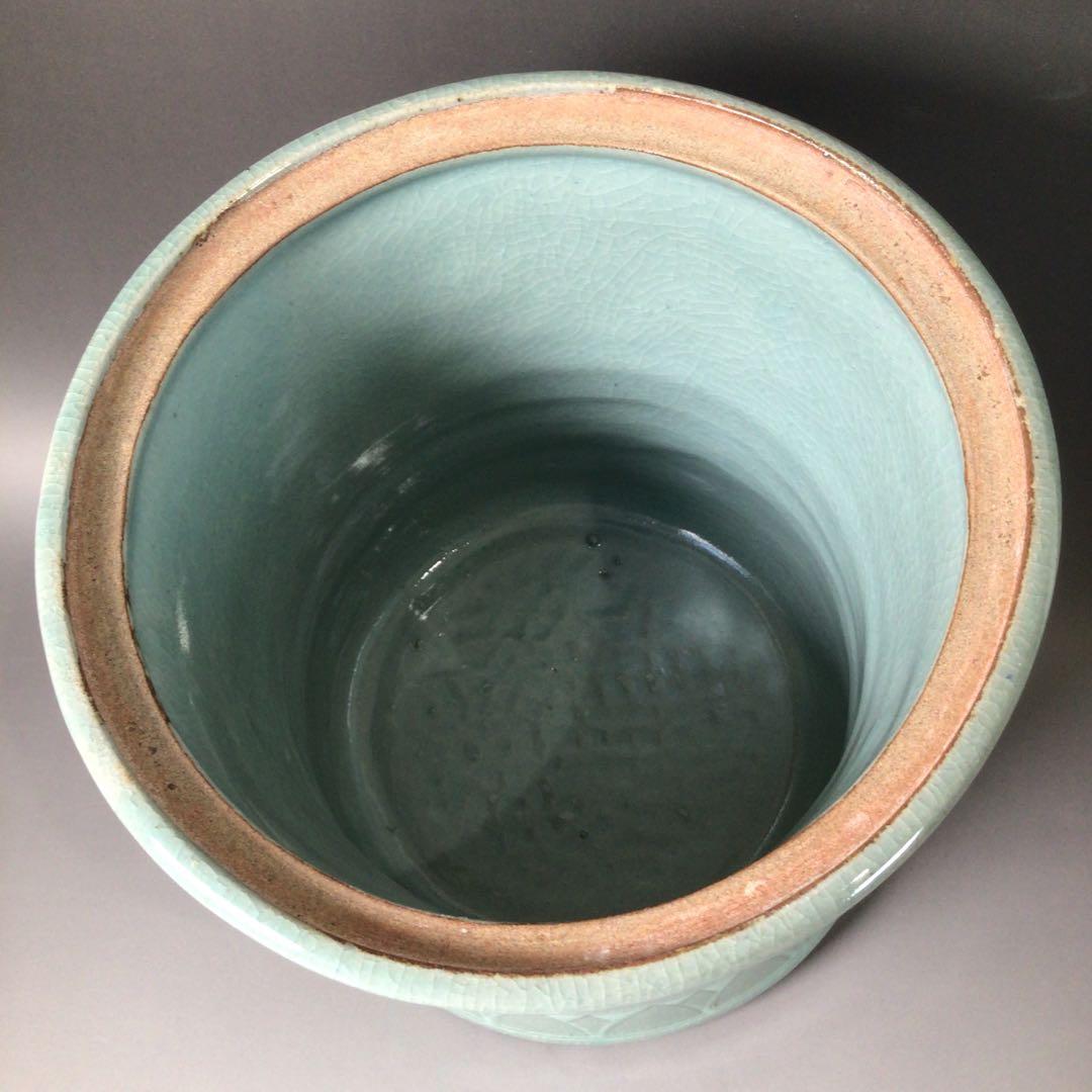 Ｒ９４１　皆具　『李貞夏造』『象嵌雲鶴文』『高麗青磁皆具』　共箱　茶道具