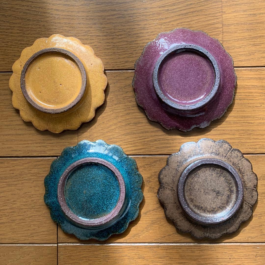 小澤基晴　輪花豆皿　4枚セット　価格交渉可