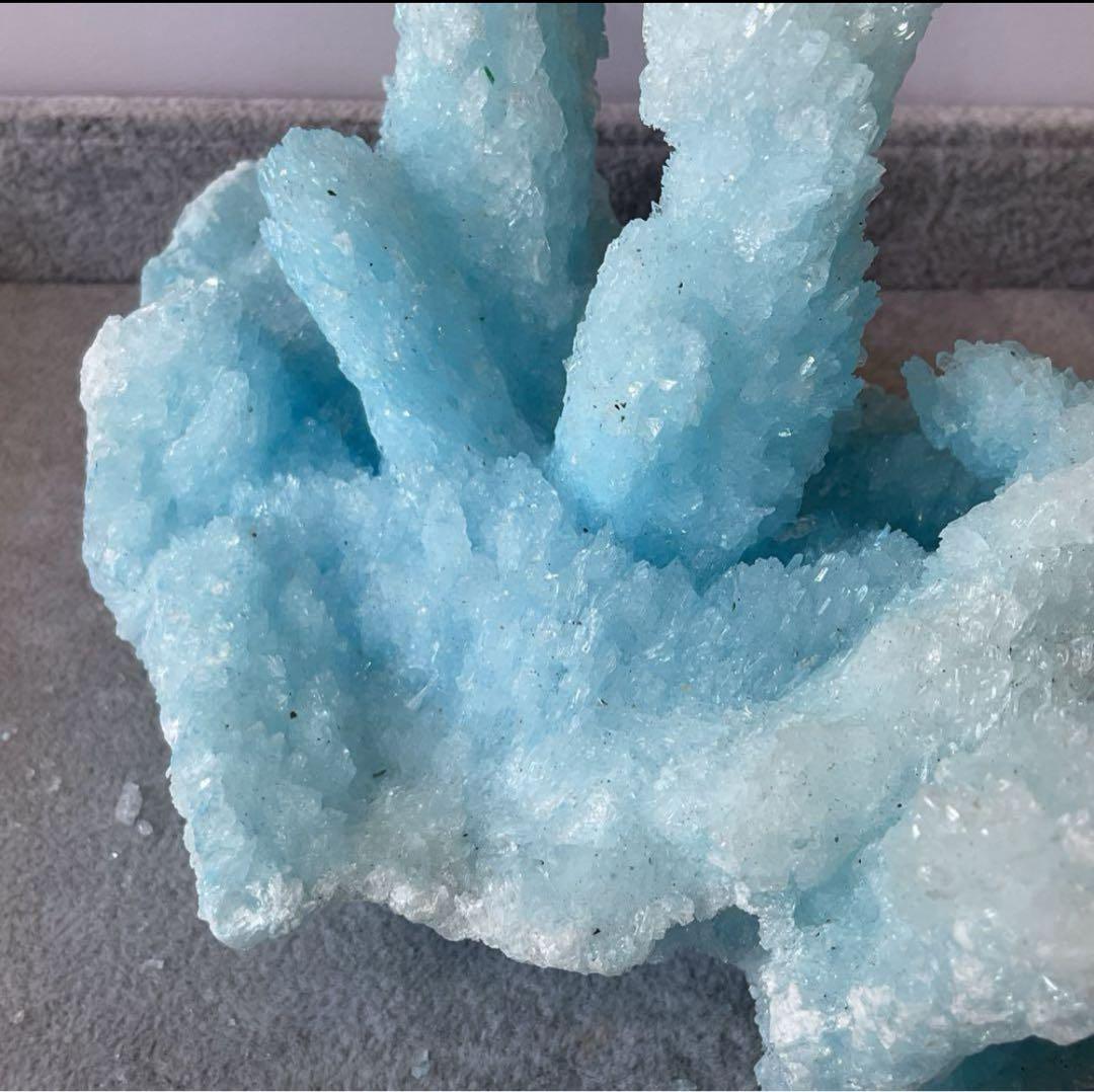 T991-2 アクアマリン水晶結晶　原石ジオードクラスター　天然石