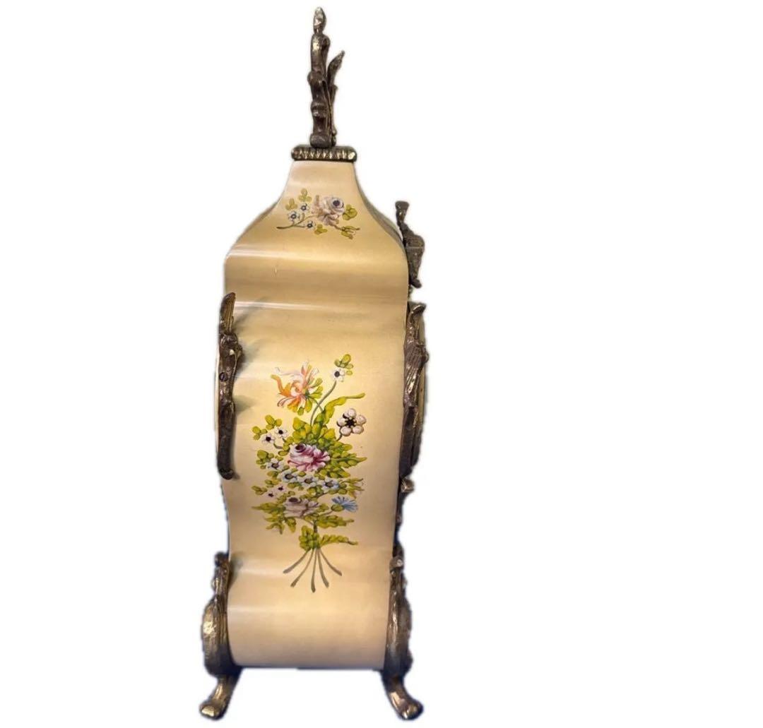 アンティーク調 置き時計 卓上時計 花柄 ゴールド系 インテリア