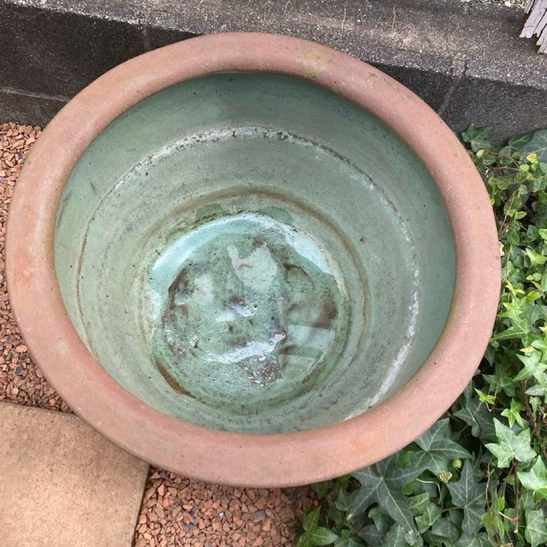 特大　水鉢　メダカ鉢　睡蓮鉢　金魚鉢　陶器製　ガーデニング