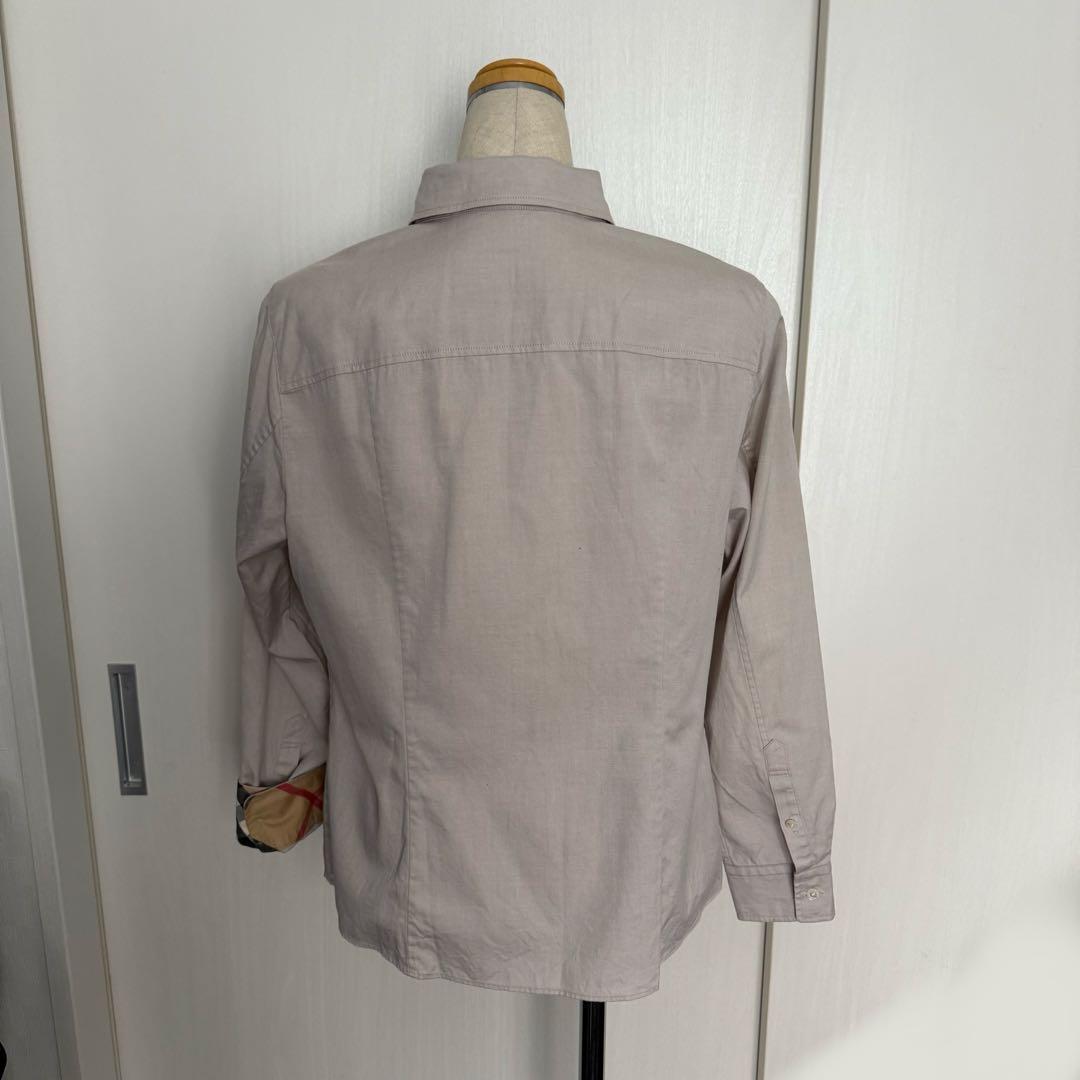 美品 BURBERRY バーバリー コットンシャツ ベージュ ノバチェック 46