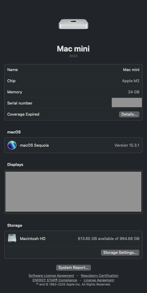Apple Mac mini M2 24GB 1TB （2023）