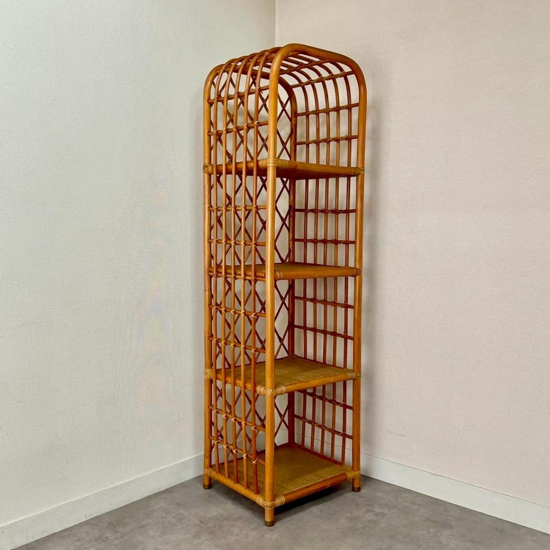 ヴィンテージ ラタンラック オープンラック 籐家具 収納 ナチュラル ビンテージ