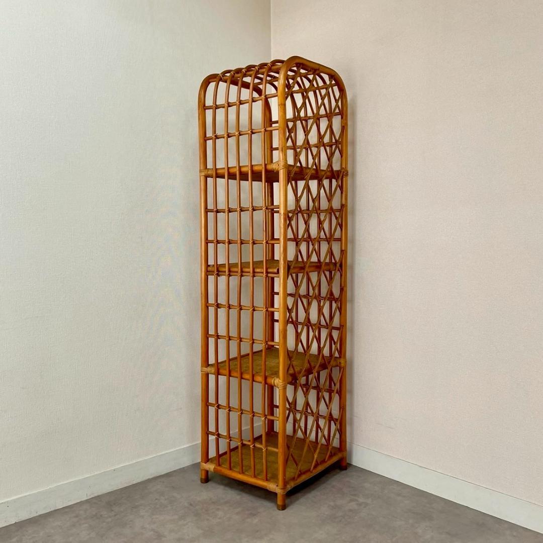 ヴィンテージ ラタンラック オープンラック 籐家具 収納 ナチュラル ビンテージ