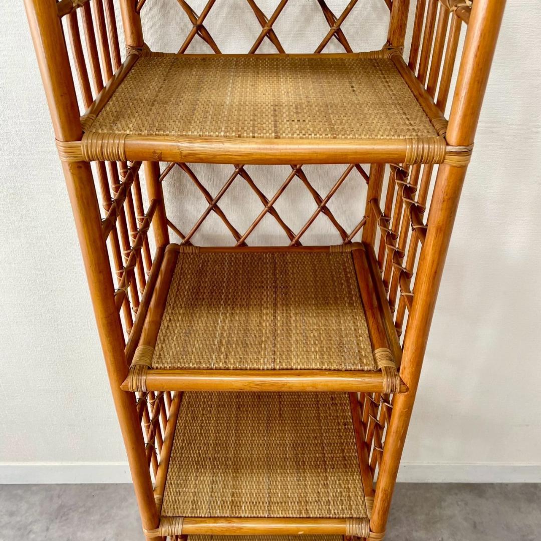 ヴィンテージ ラタンラック オープンラック 籐家具 収納 ナチュラル ビンテージ