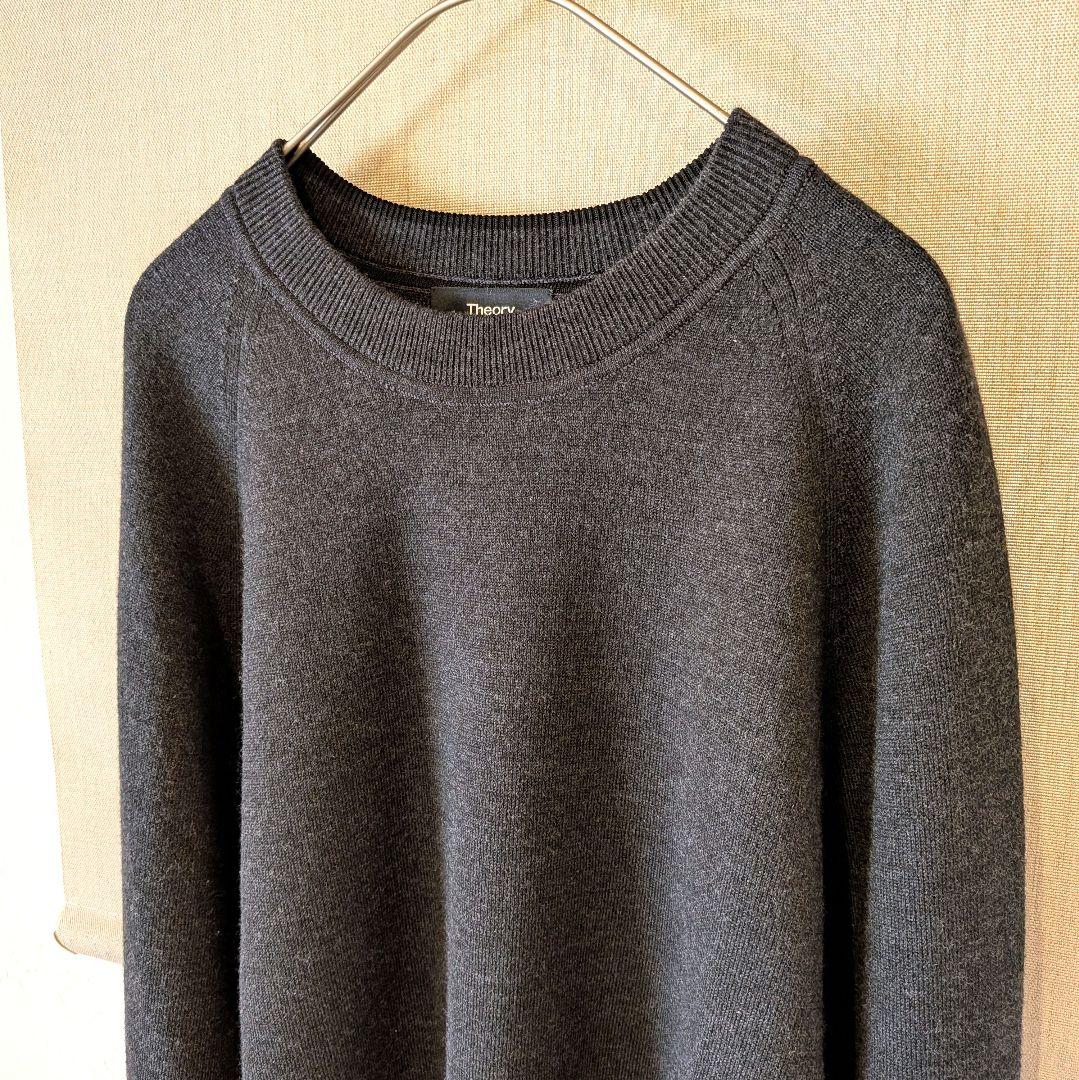 【美品】Theory メリノウール クルーネックニット ウォッシャブル グレー