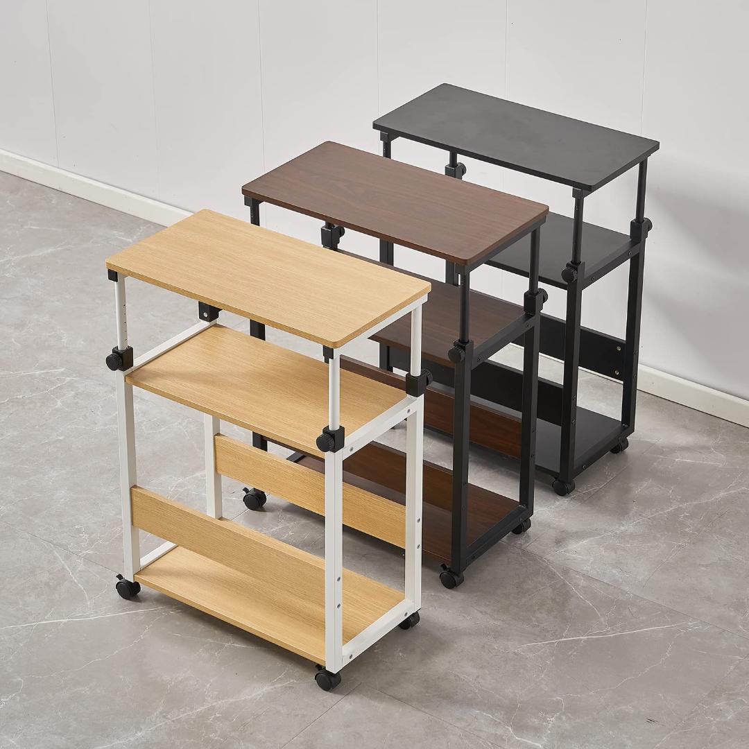 自由な高さ調整 パソコンラック キャスター 昇降式 茶