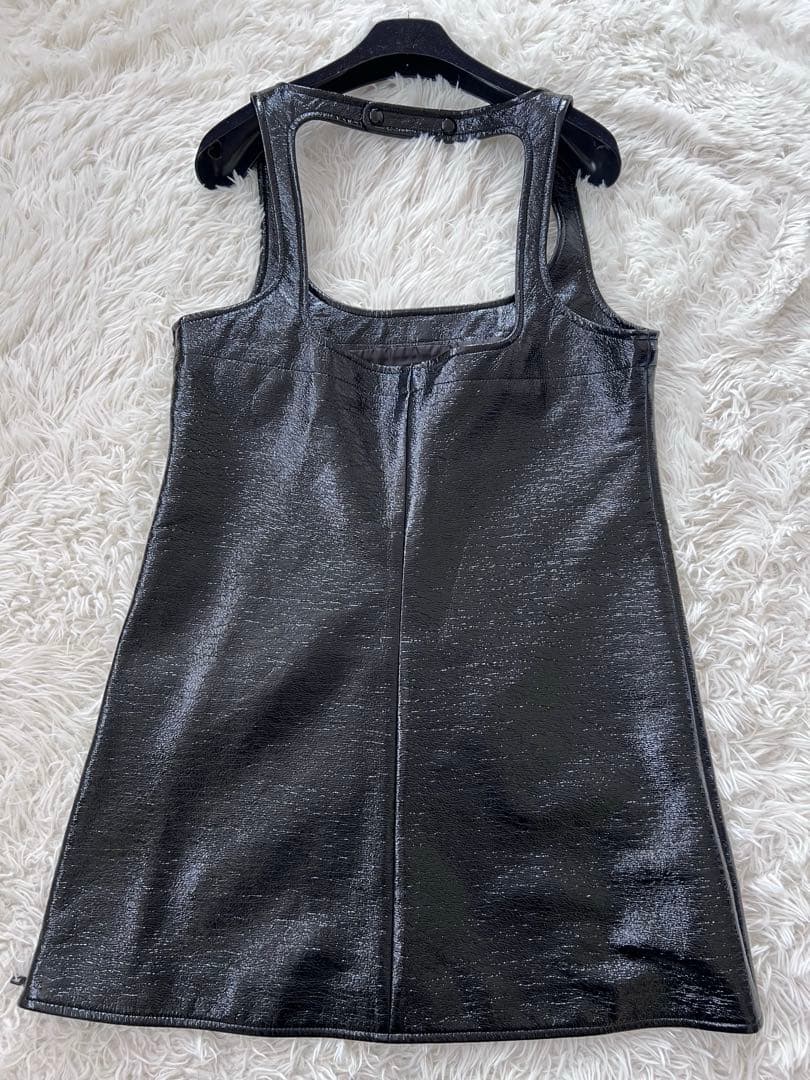 Courrèges クレージュ エナメル ノースリーブ ミニドレス ワンピース