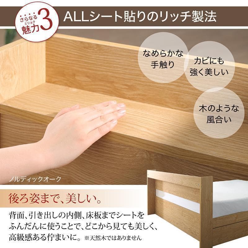 セール！新品 送料込 ダブルベッド 収納 棚 2口コンセント マットレス付 RG