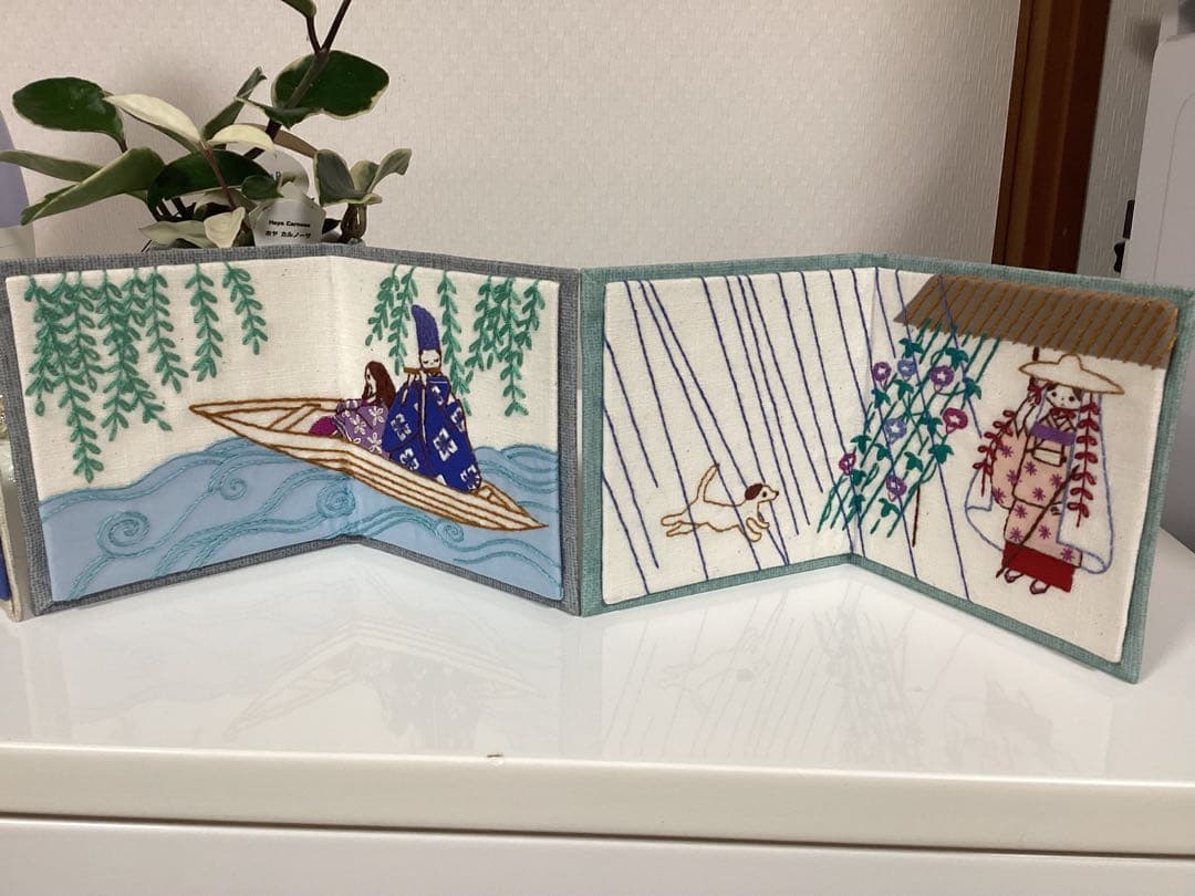 超レア★ フェリシモ◆風流にめぐる季節刺しゅうミニ屏風 12ヶ月完成品◆石井寛子