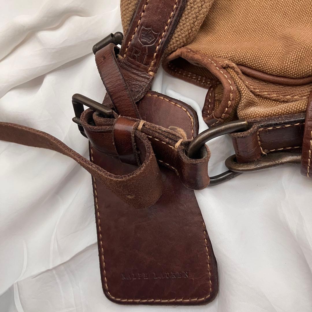 希少　ラルフローレン　メッセンジャーバッグ　ショルダーバック　キャンバス　レザー
