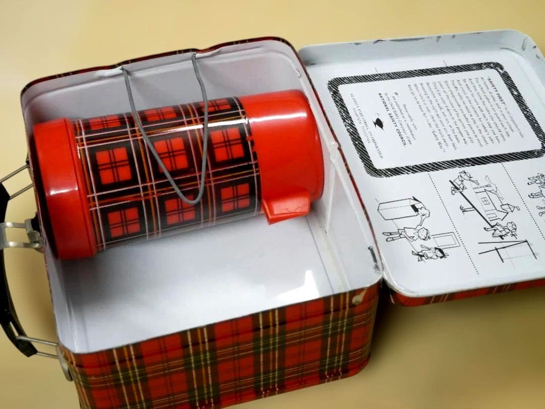 昭和レトロ　Aladdin アラジン　チェック柄　ランチボックス　水筒　セット