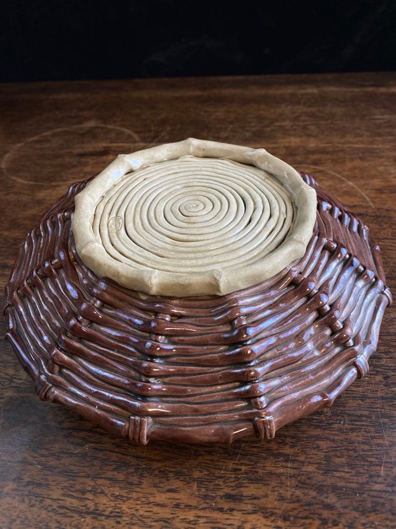 萬古焼陶器皿　日本陶磁器　工芸品　骨董品　美術品　置物　お皿　食器