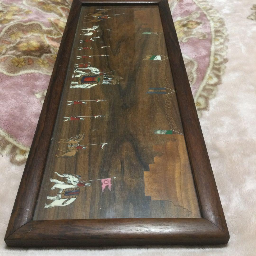 紫檀、唐木、インド製、大名行列のパネル