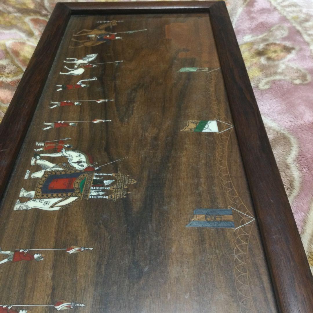 紫檀、唐木、インド製、大名行列のパネル