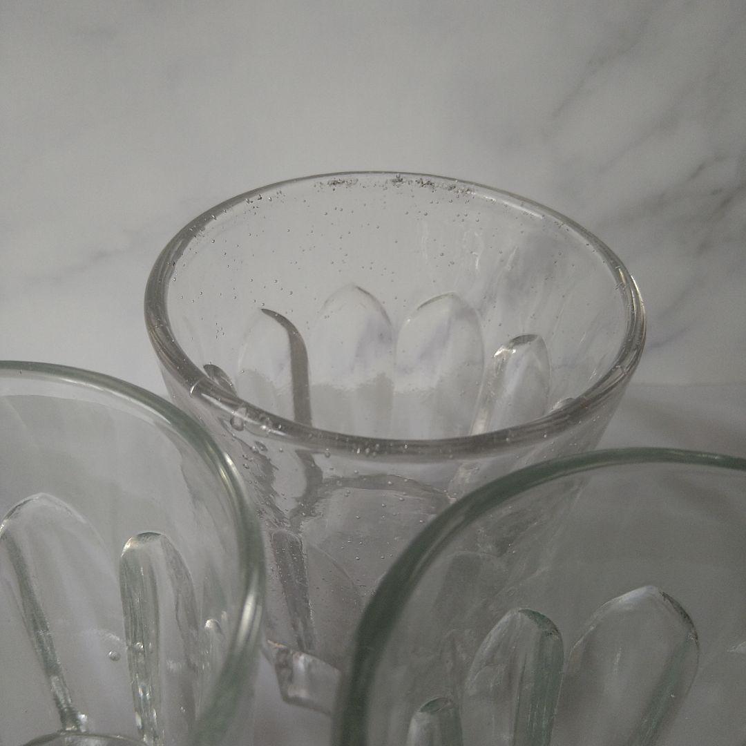 【貴重】大正　昭和　レトロ　剣先コップ　剣先グラス　気泡　3点セット　レア