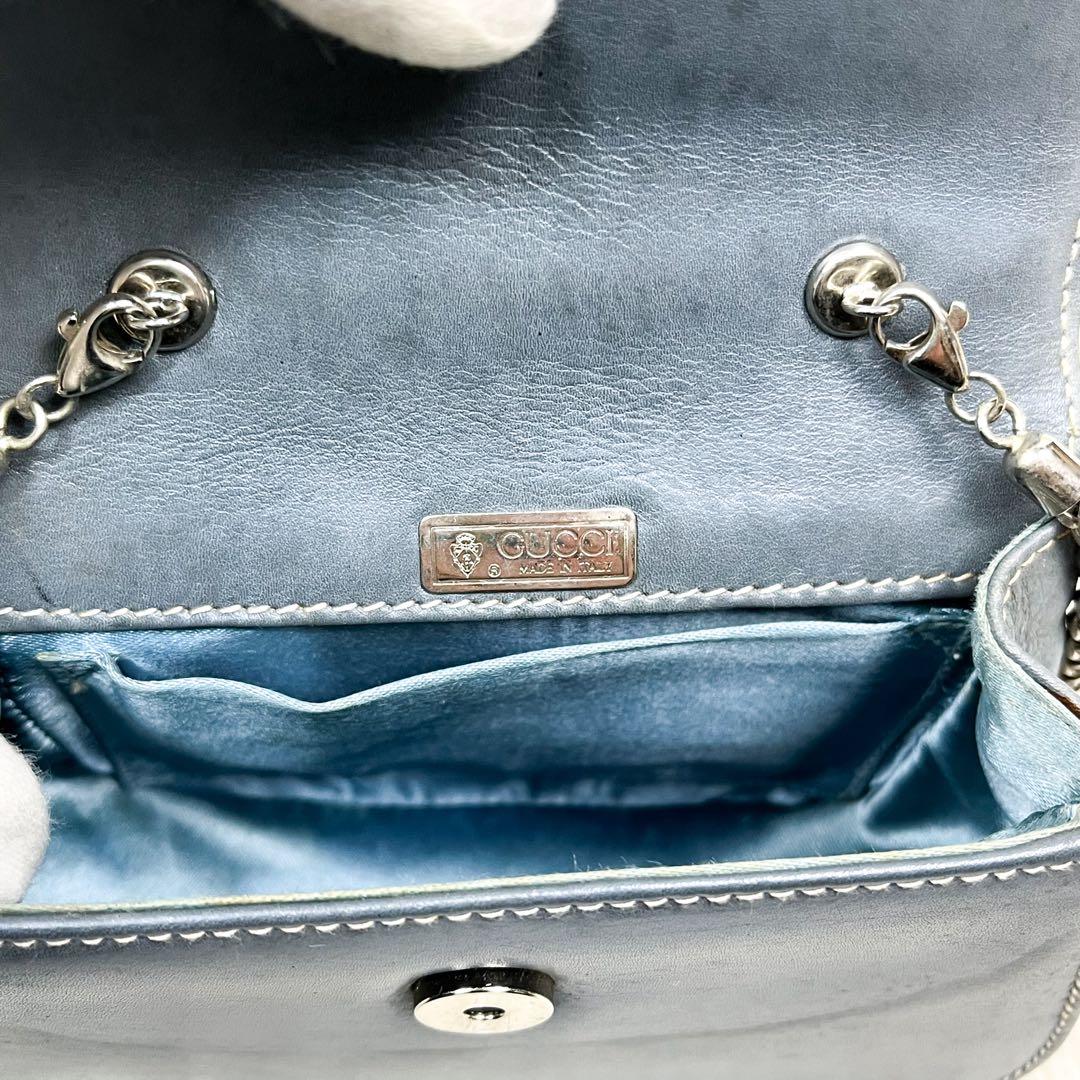 超希少 オールドグッチ バンブー ショルダーポーチ チェーンショルダー レザー