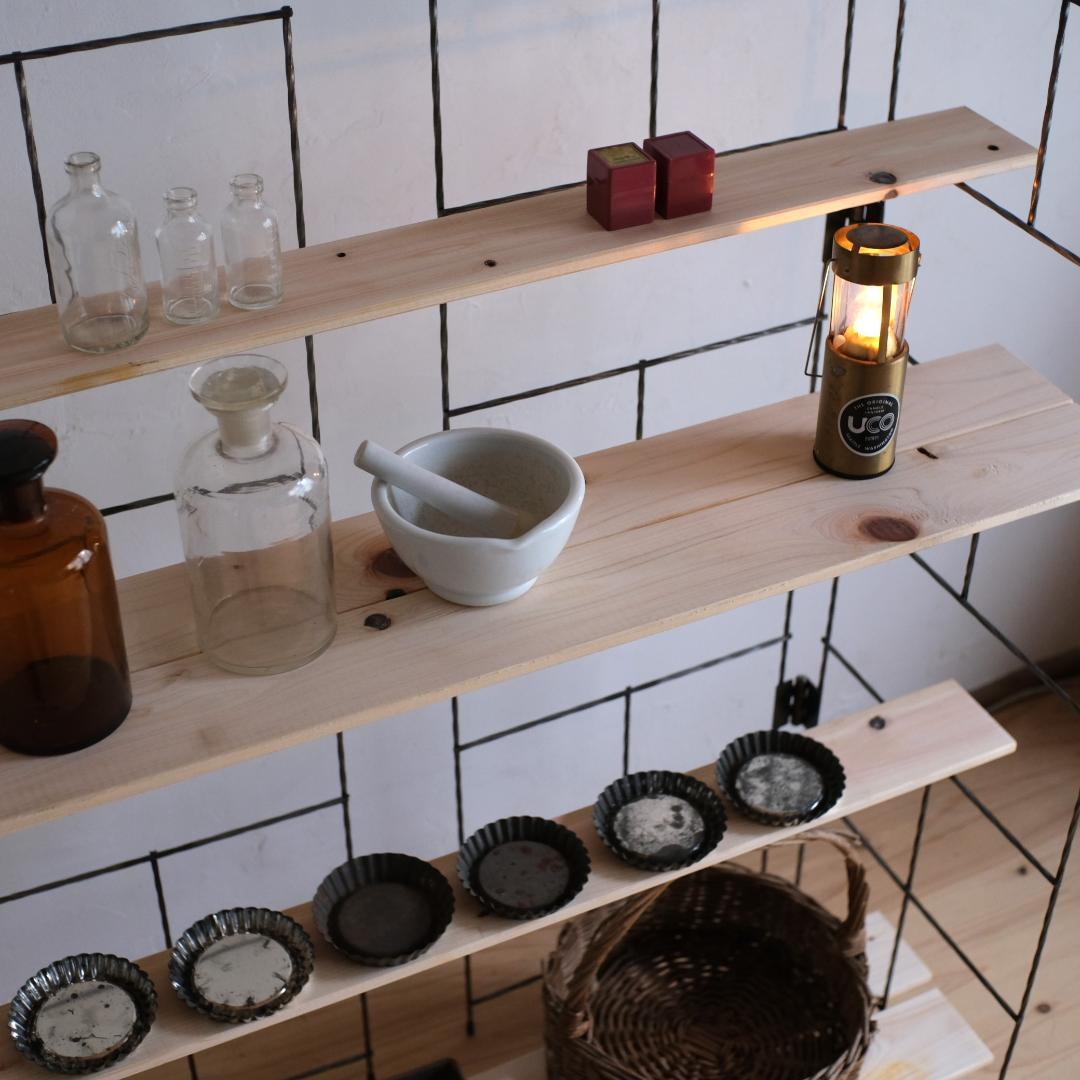 無骨なアイアン＆ウッド飾り棚Ｏ　イベント什器　シェルフ