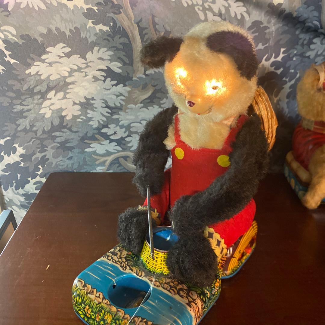 希少　アルプス商事　当時物　釣りをするパンダ　ブリキオモチャ