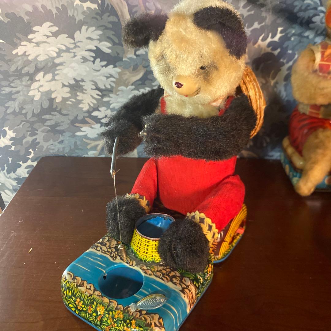 希少　アルプス商事　当時物　釣りをするパンダ　ブリキオモチャ