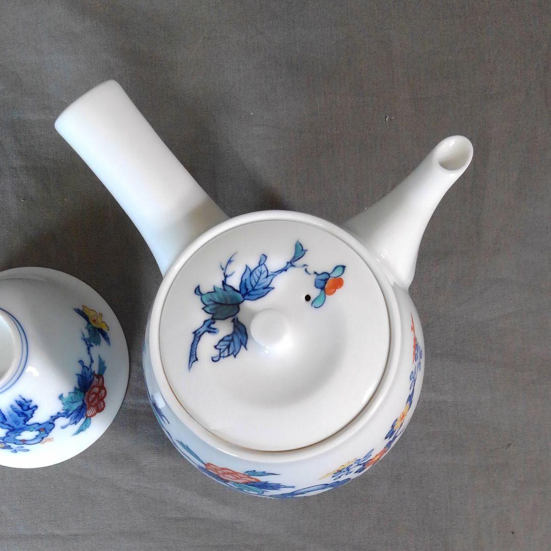 有田焼　仁和窯　染錦岩牡丹茶器揃い