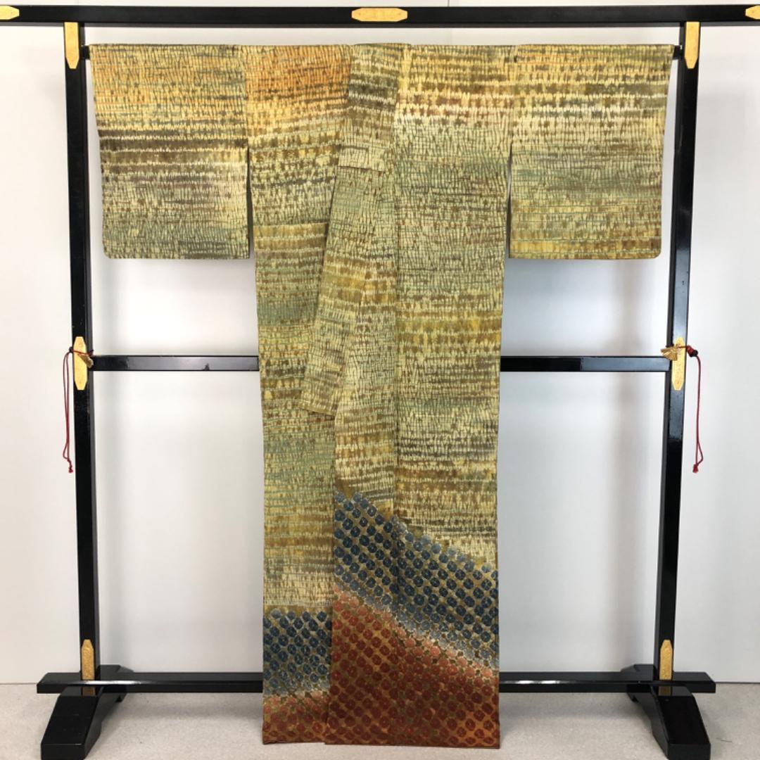 ☆ 付下げ 菅原工房 菅原結 漢方染 絞り 蝋色 トールサイズ K-5386