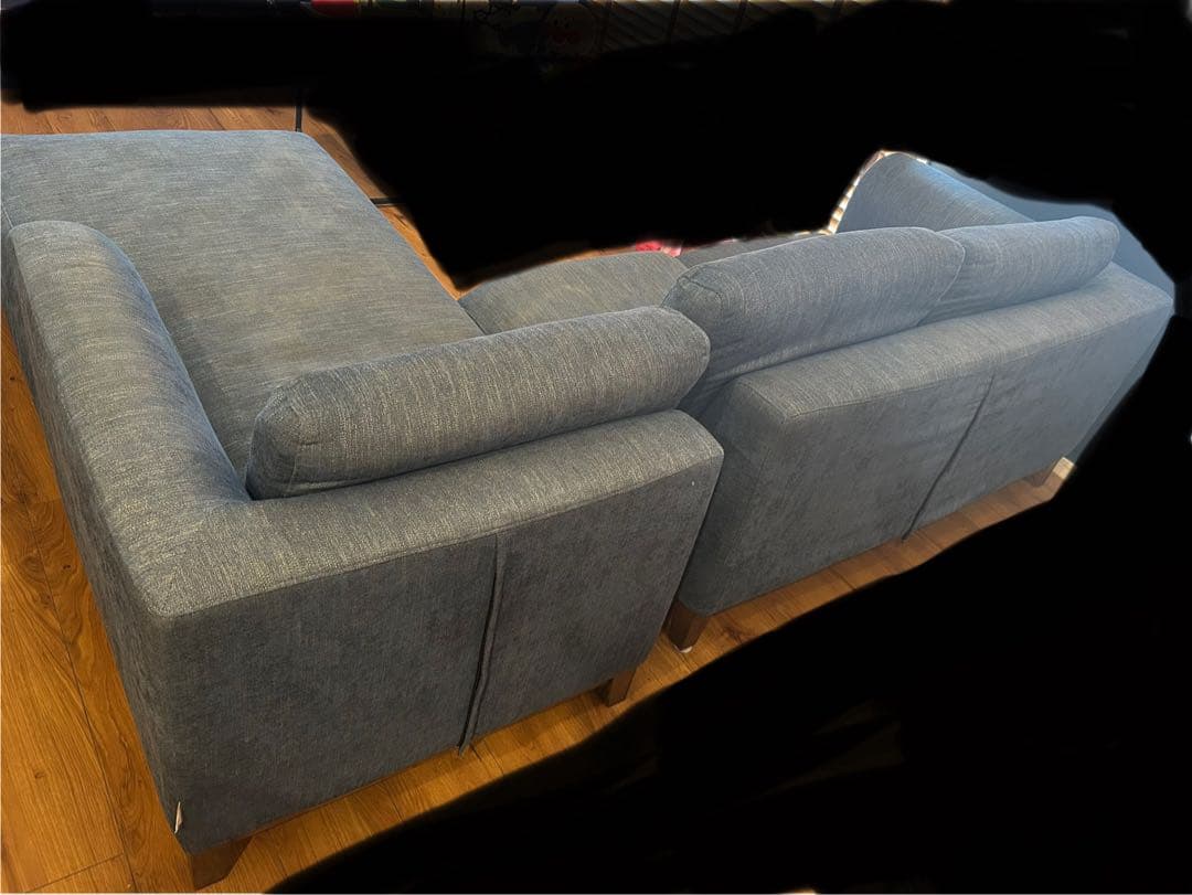 送料込　RELAX FORM ブルーデニム L字型ソファ