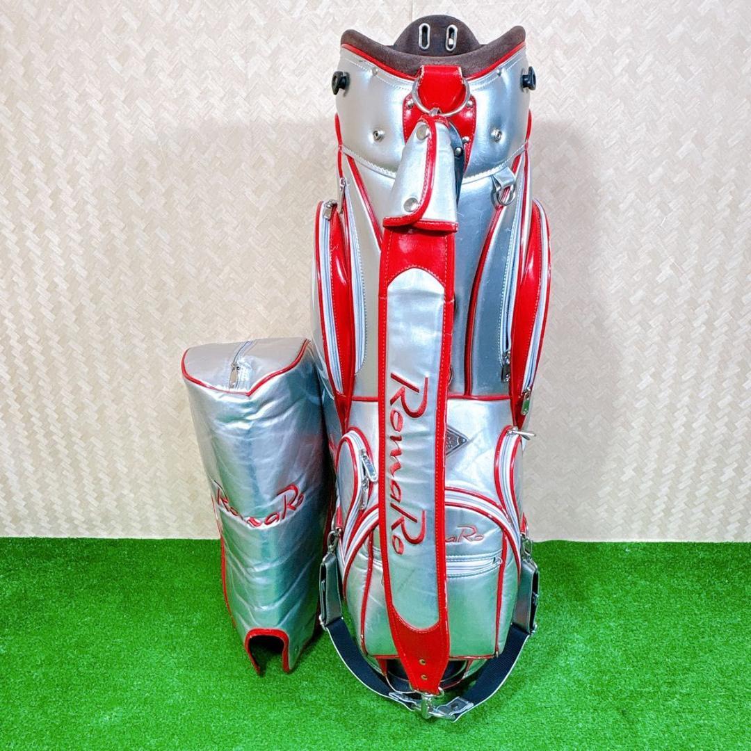 Romoro ロマロ　カートタイプ　キャディバッグ　シルバー　レッド