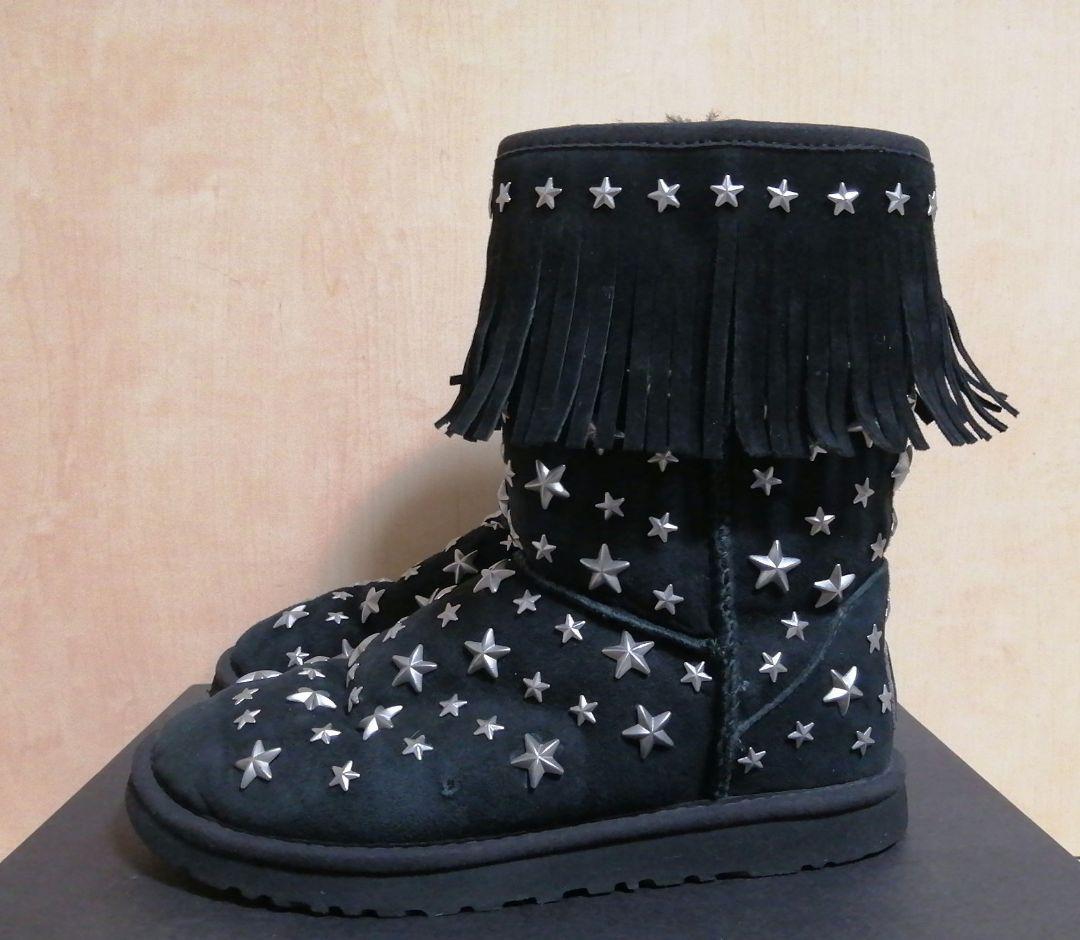 UGG×JIMMY CHOO スタッズ加工 ブラック ムートンブーツ 23