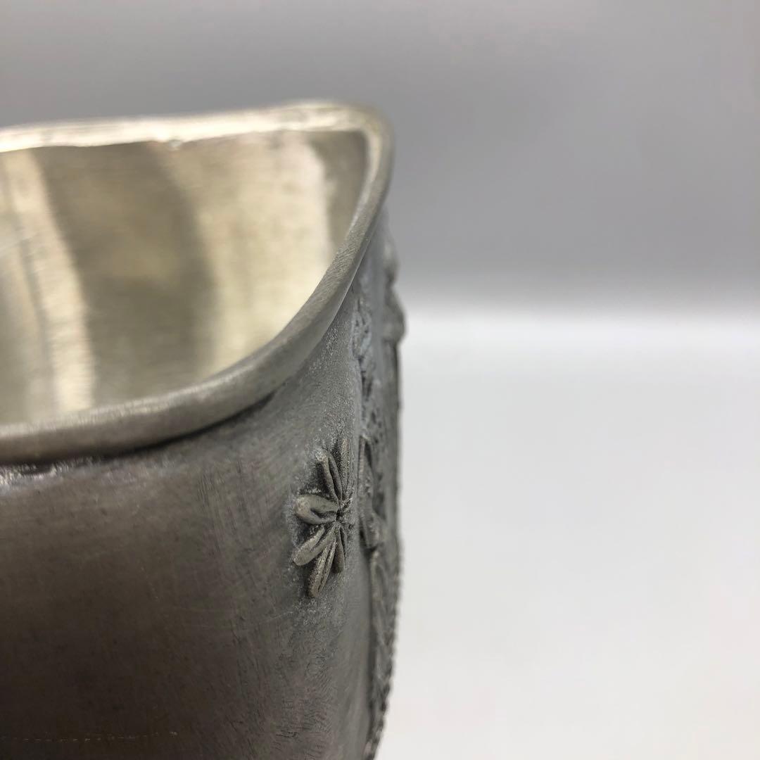 アンティークAntik SKS Zinnドイツ製すず錫ピューター蓋付き小物入れ