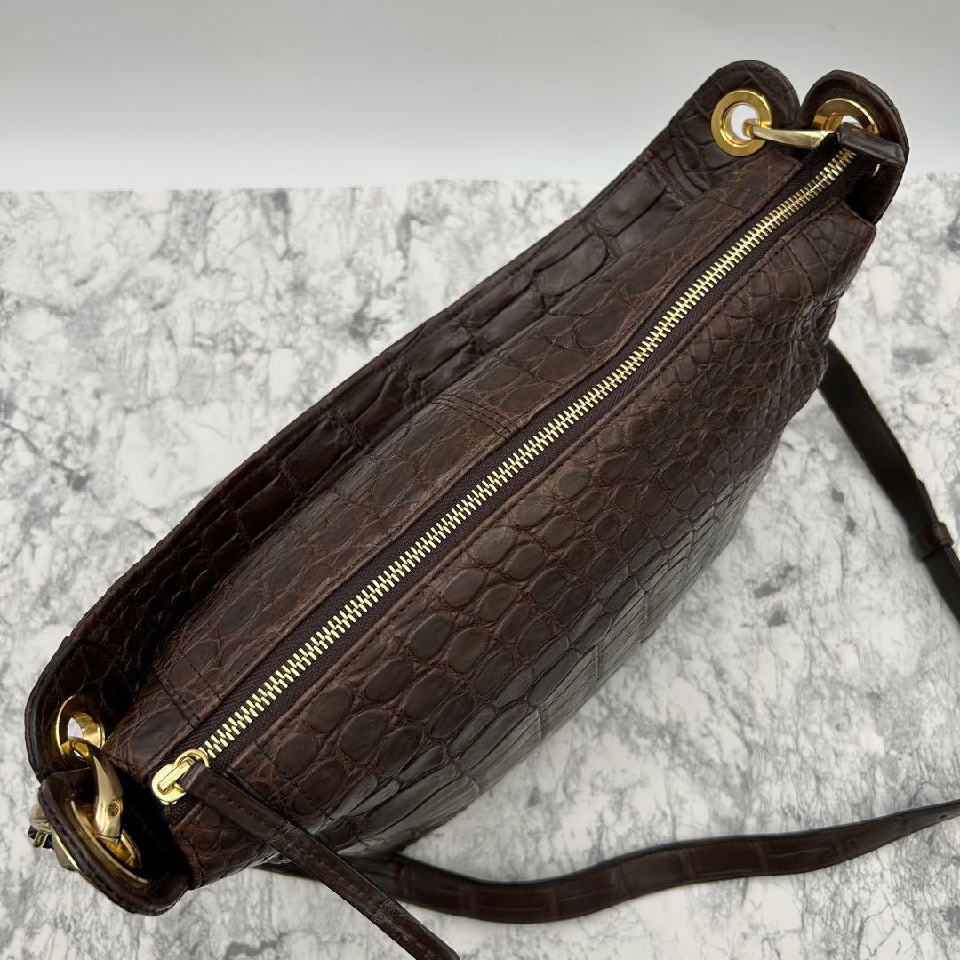 極美品✨ ボーグラン　ショルダーバッグ　2way クロコ本革　JRA